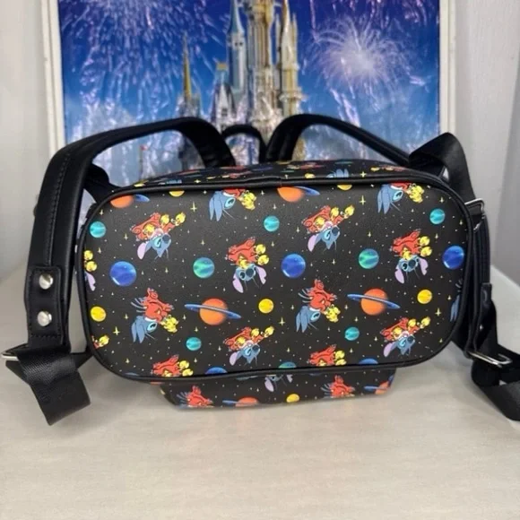 Disney Loungefly Lilo & stitch outer space planets spaceship mini backpack